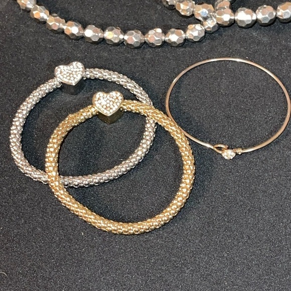 Jewelry - Gold & Silver Rhinestone Heart Bracelets